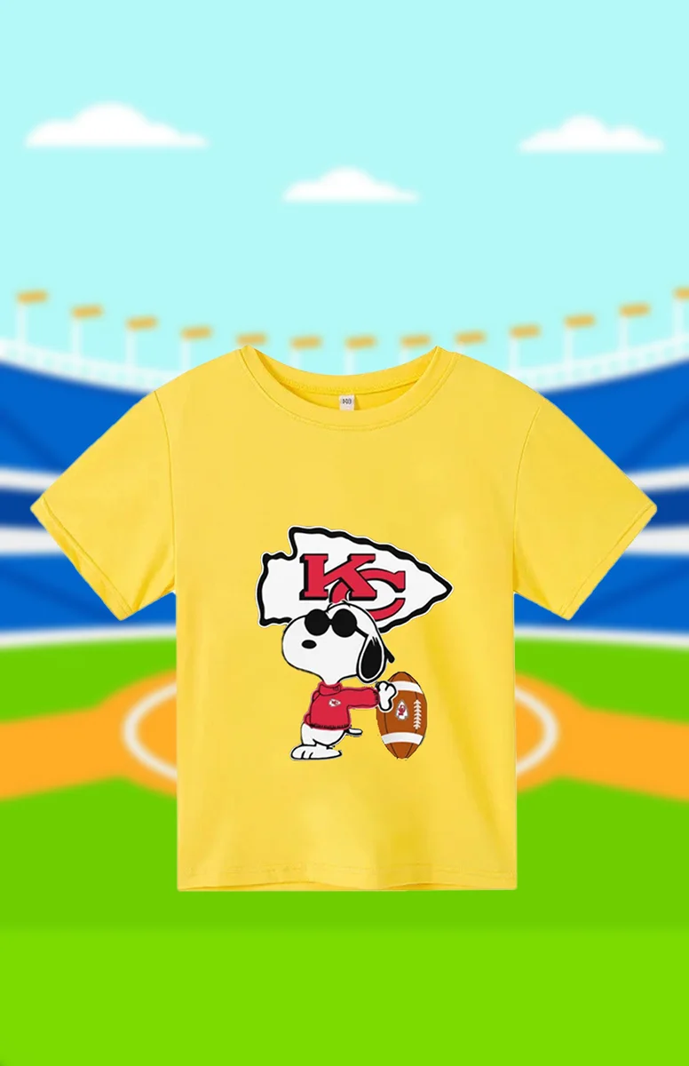 Peanuts rugby Kansas City Chiefs Men\'s Rugby Sports T-shirt Boys Summer Casual Short sleeved Top T-shirt