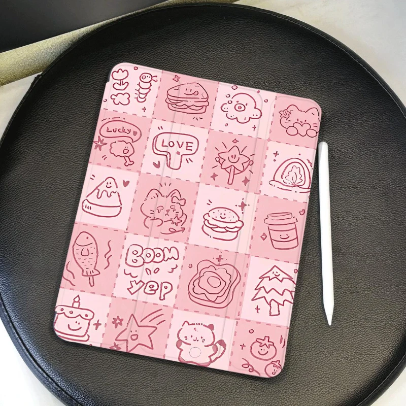 

Pink White Plaid Cat Smart Cover Case for Pro 11 2nd 3rd 4th IPad 5th Generation 9.7 Inch IPad 10.2 8th 9th Gen 10.9 10th Gen