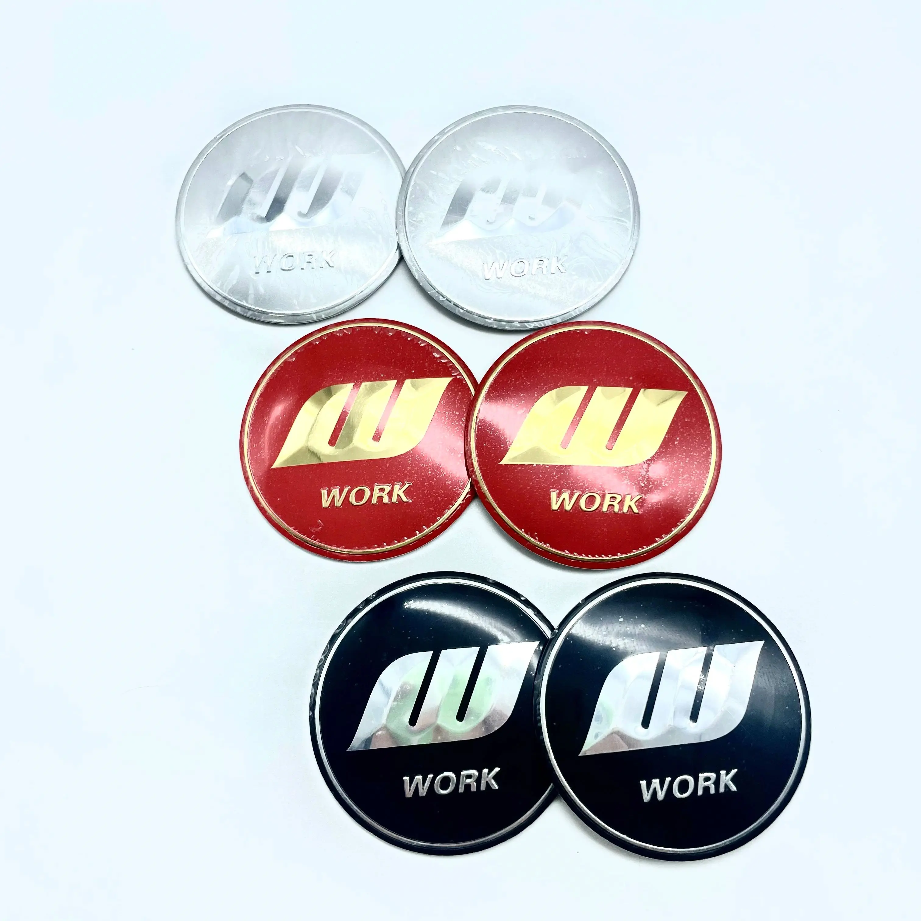 4pcs of W work Logo Car Stickers for Wheel Center Cap Cover Stickers Car Wheel Hub Center Caps Rims Cover Emblem Badge Logo 3