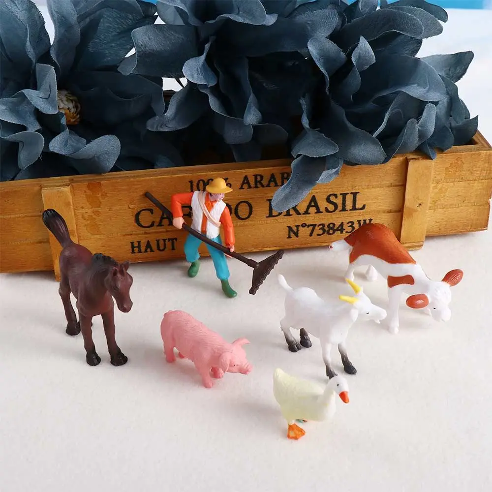 

Horse Duck Pig Home Decor Farmland Worker Animal Model Fairy Garden Ornaments Miniatures Micro Landscape Figurines