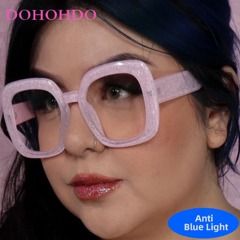 

Vintage Oversized Square Anti Blue Light Glasses Women Men Brand Designer Computer Reading Eye Protection Optical Eyeglasses