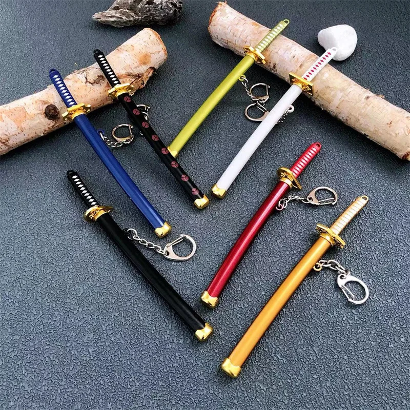 15cm Metal One Piece Katana Sword Mini Japanese Roronoa Zoro Katana One Piece Samurai Fake Knife Iron Alloy Real Sword Anime Toy
