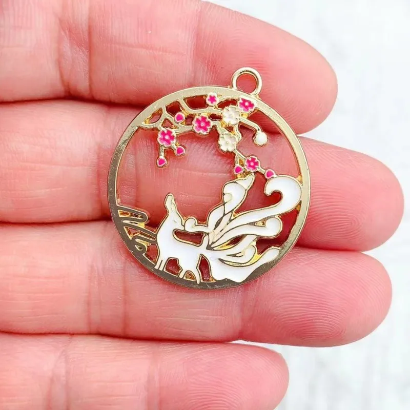 10Pcs/lot Chinese Style Dragon Phoenix Deer Enamel Pendant Charms for Women DIY Earring Findings Jewelry Making Accessories