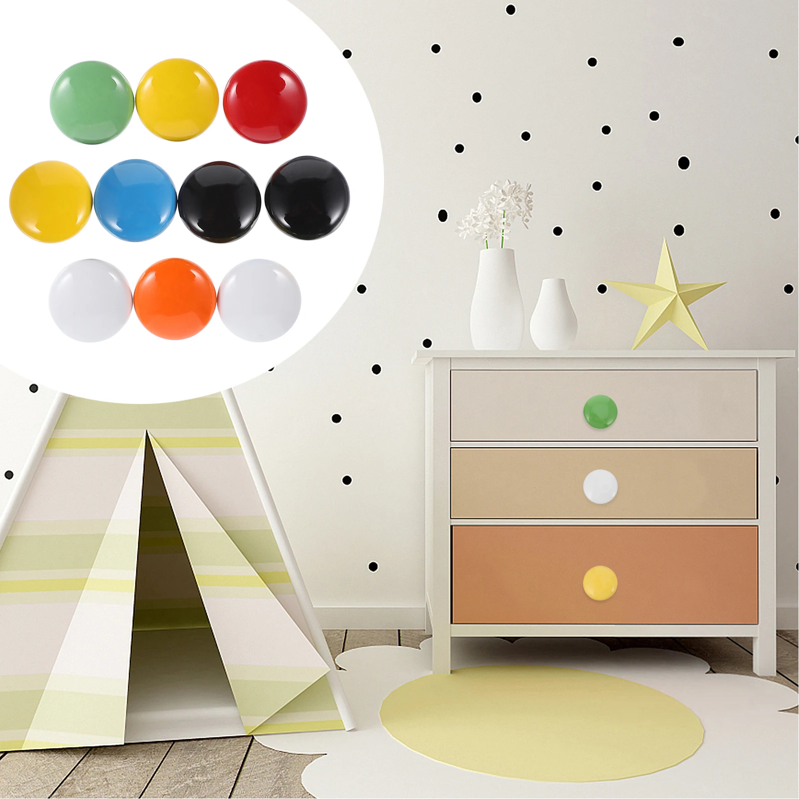 

10Pcs Ceramic Cabinet Door Handles Durable Creative Shape Design for Drawers Wardrobes Solid Base Long Use Door Pull Handle