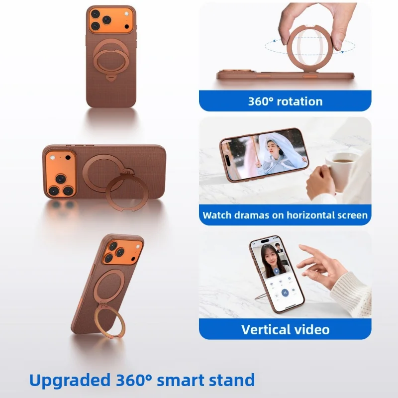 Magnetyczne etui na telefon z techniczną tkaniną i podstawką, 360 °   Obracana, amortyzująca wstrząsy, ochronna obudowa do iPhone 18 Pro Max, 17, 16, 15, 14. — zdjęcie produktu 2