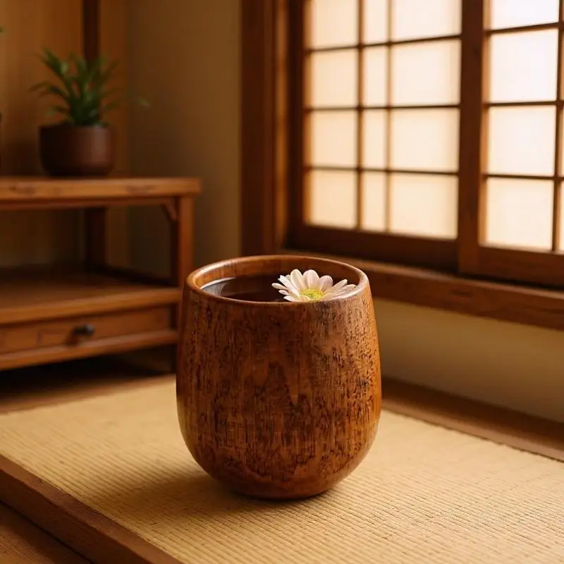 Woodens Big Belly Cup Creative Pattern Wooden Solid Wood Handcarved Anti Scald Tea Cups Simple Fragrant Original Tableware