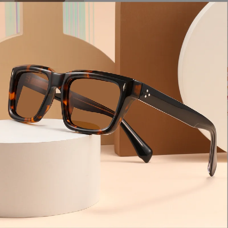 Acetate material brown bean flower sunglasses Fashion square durable luxury glasses for both men and women