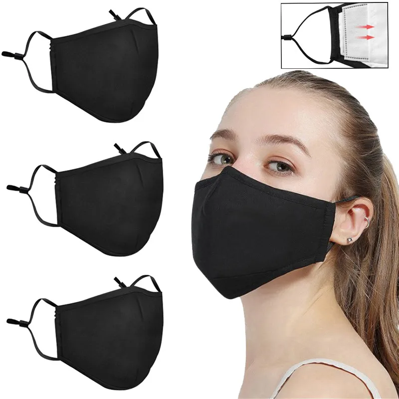 Cute Print Black Cotton Thick Breathable Coldproof D Ust Mask Set 3 Pcs Cubre Bocas Desechables Disposable Mouths Covers