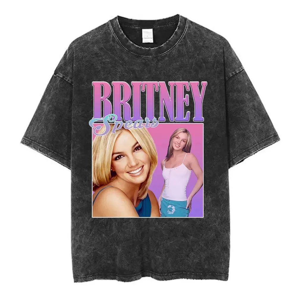 

Britney Spears Early-Era Portrait Merch T-Shirt – Gradient Typographic & Dual-Image Graphic Apparel for Pop Fans T-shirts