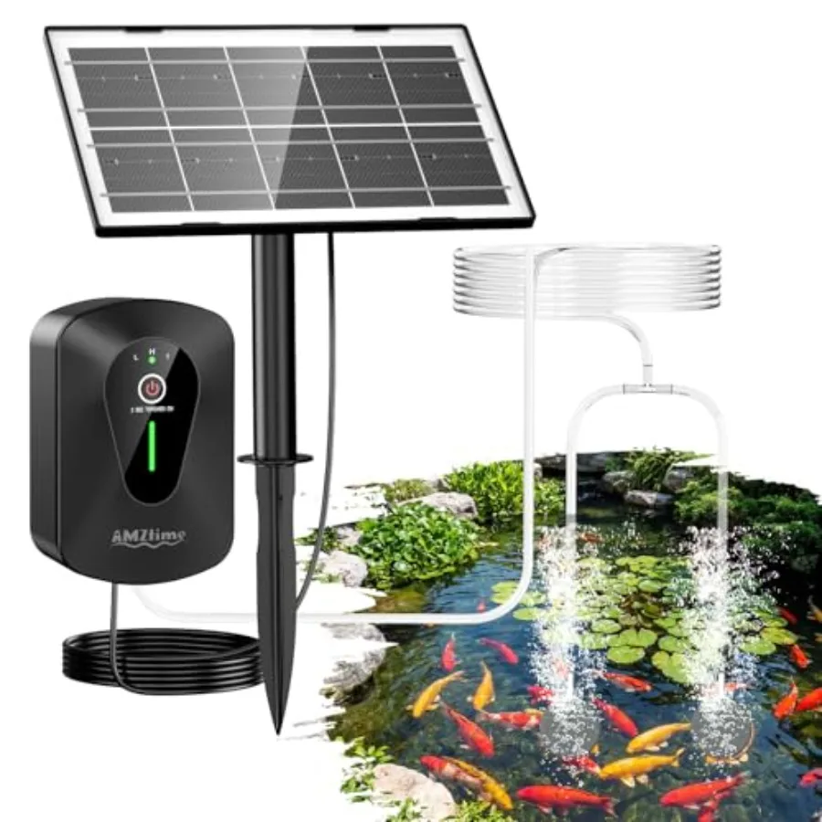 

AMZtime 4.5W Солнечный аэратор для пруда 2026 (обновленная версия) с мощной батареей 2200 мАч, 3 режима работы, 18/36/72 часа автономной работы, 2 AI-режима