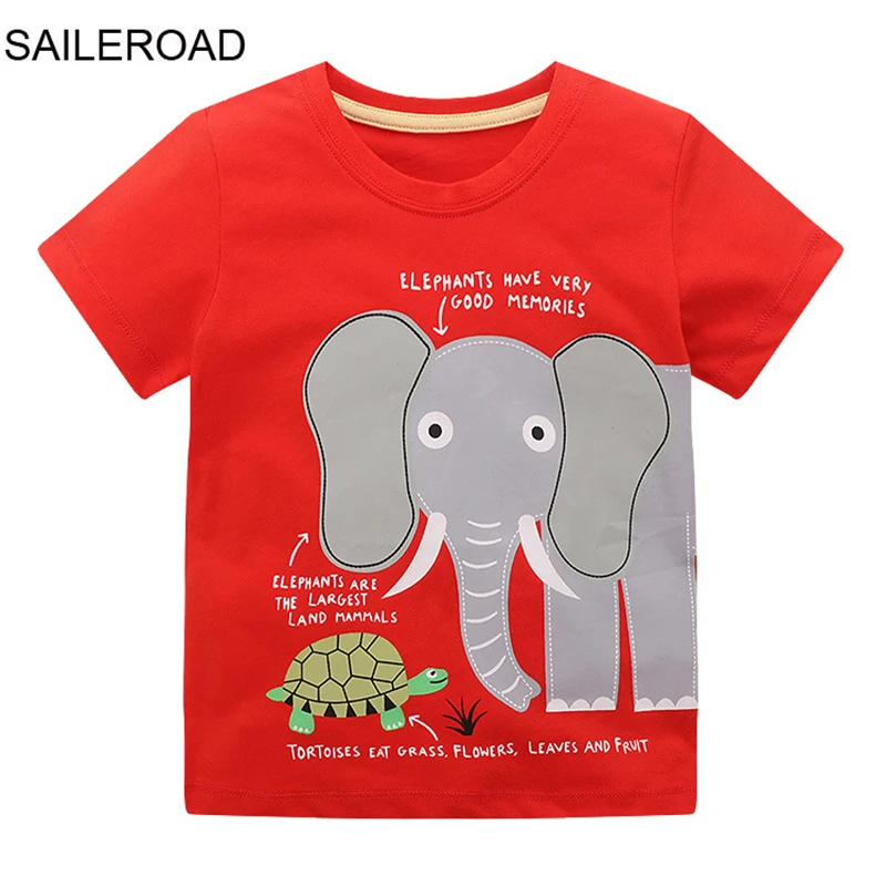 

SAILEROAD Summer T Shirt Cotton Short Sleeve Cartoon Elephant T-Shirts Kids Tee Girls Tops Boys Children Clothes