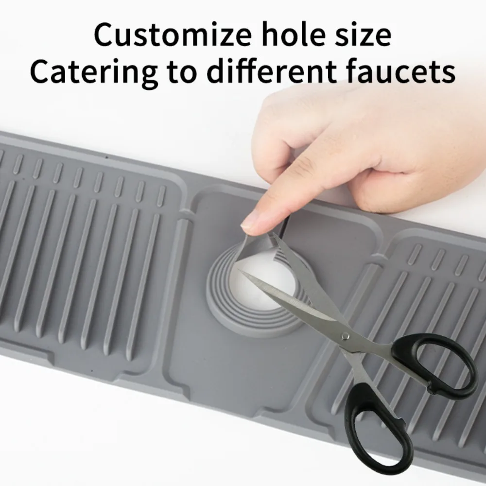 C5 Practical Silicone Faucet Mat Faucet accessories Black/Grey Water Catcher Mat Splash proof Sink Splash Pad Kitchen Bathroom