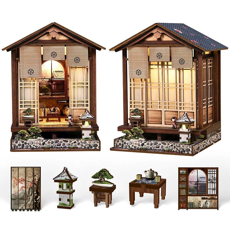 Kit modello in miniatura in legno per angolo libro fai-da-te Muschio-Lantern Harmony Garden Fermalibri Puzzle 3D con luce a LED per regalo di compleanno per amici