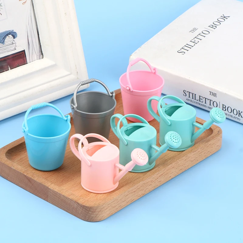 1Set Dollhouse Miniature Bucket Watering Can Model Plant Watering Tool Miniature Furniture Kitchen Living Room Garden Decor Toy