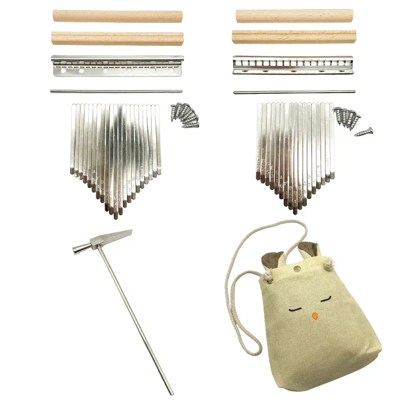 8/17/21Keys Kalimba Shrapnel Wood Lettering DIY Thumb Finger Piano Steel Key Hammer Storage Bag Musical Instrument Accessories