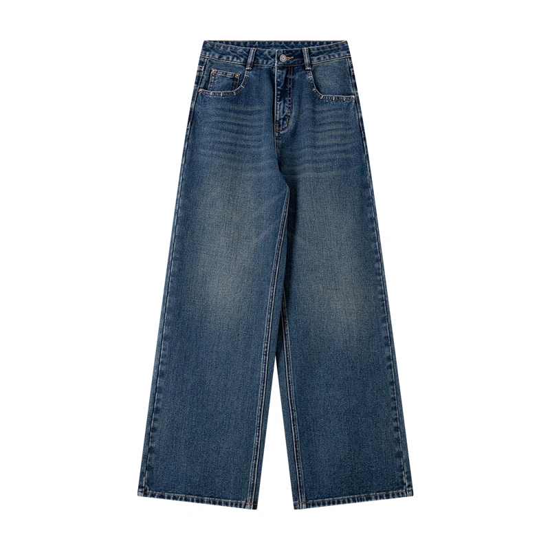 Vimly جينز مستقيم للنساء لخريف 2025 عتيق واسع الساق فضفاض فضفاض من قماش الدنيم قيعان عصرية غير رسمية للمكتب للسيدات 75251 #6