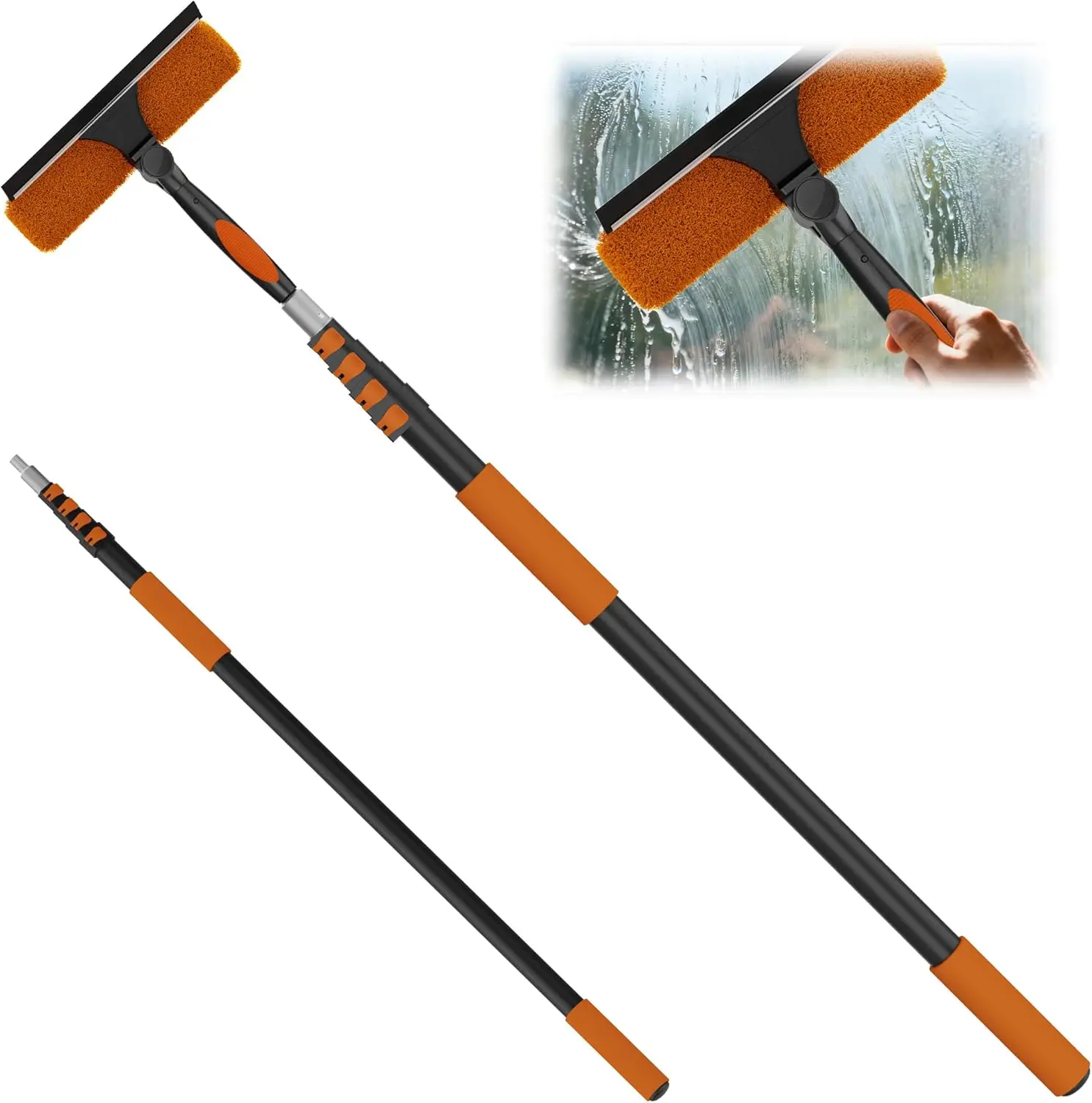 

26FT Window Cleaning Kit, 2-in-1 Squeegee with 5-20FT Pole