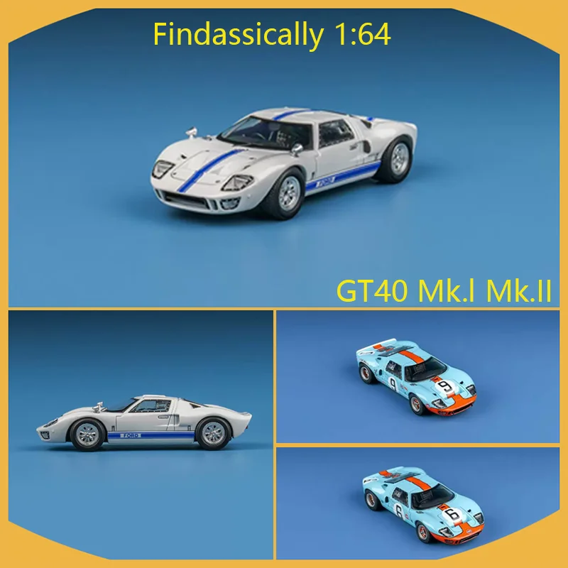 

Коллекционная модель автомобиля Findassically 1:64 GT40 Mk.I/Mk.II из металлического сплава, статическая, для декора, праздничные подарки, игрушки, сувениры