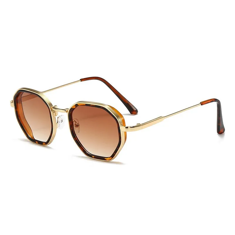 Retro Octagonal Sunglasses for Women Men Metal TR Mix Frame Gradient Lens Fashion Street Beach Travel Eyewear