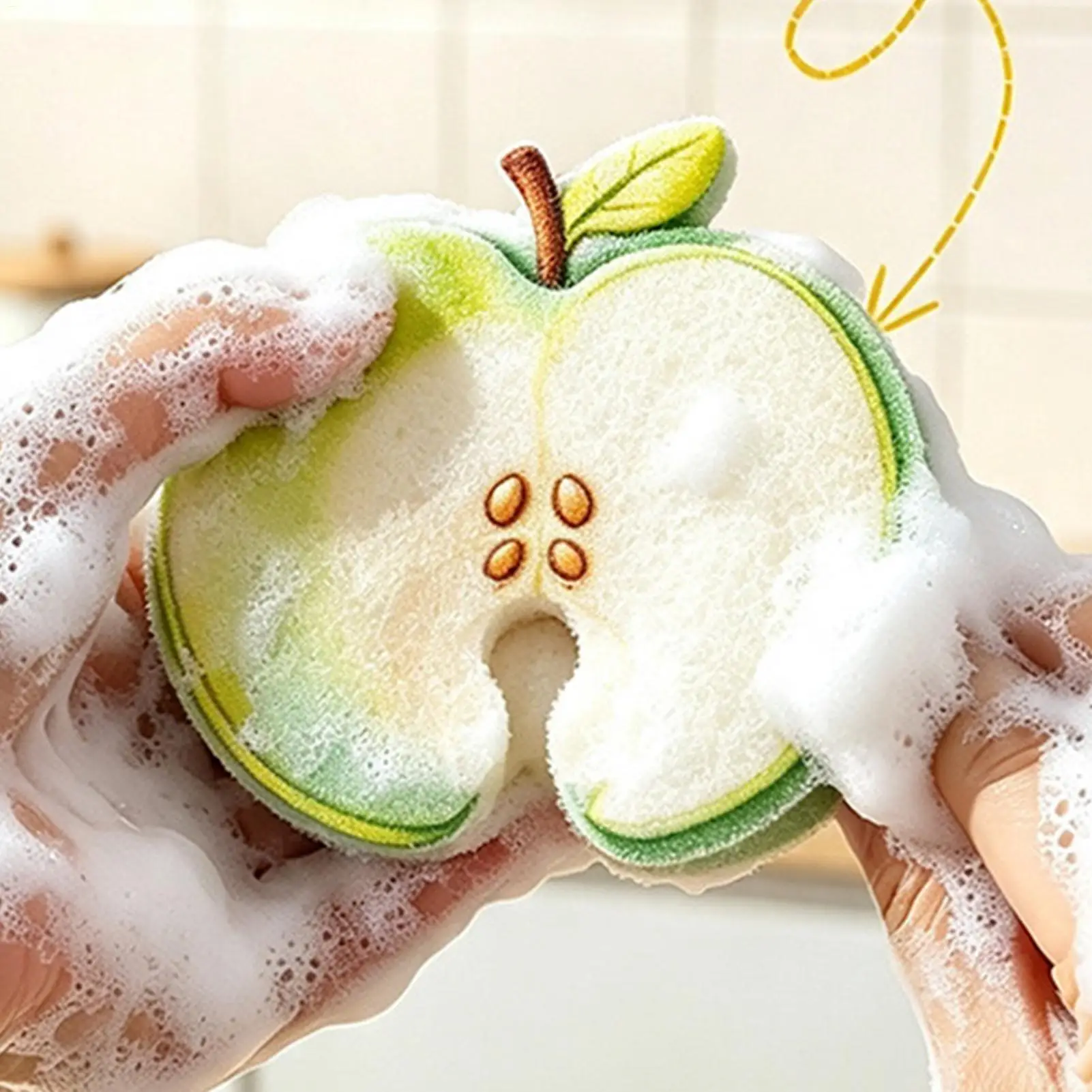 Dish Sponge Absorbent Quick Drying Cute Fruit Natural Scrubber Kitchen Household Cleaning Sponges for Pot Pan Plate Cookware