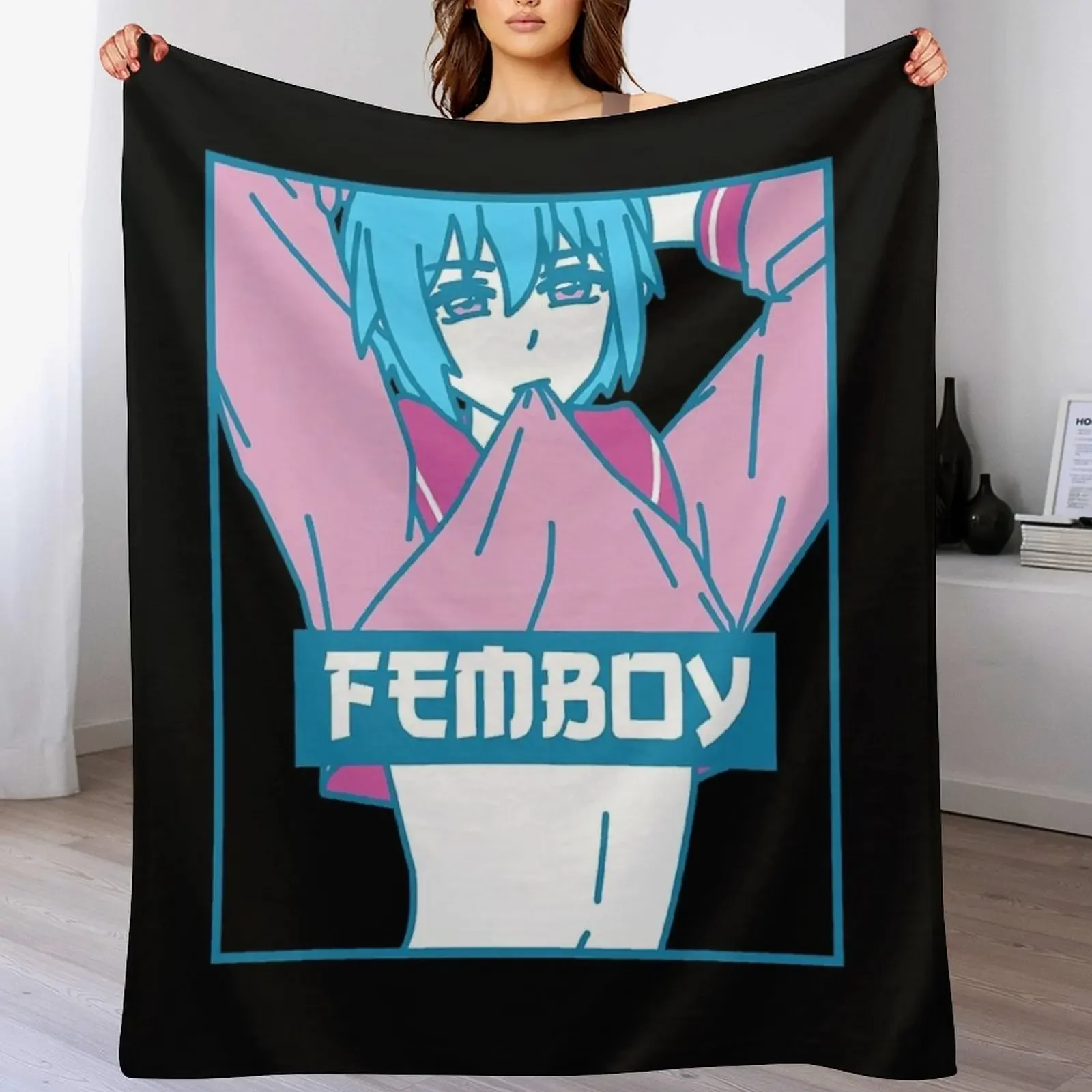 

Femboy Aesthetic Pastel Gay Yaoi Anime Boy Crossdressing Throw Blanket All Season Soft Lightweight Blanket for Home