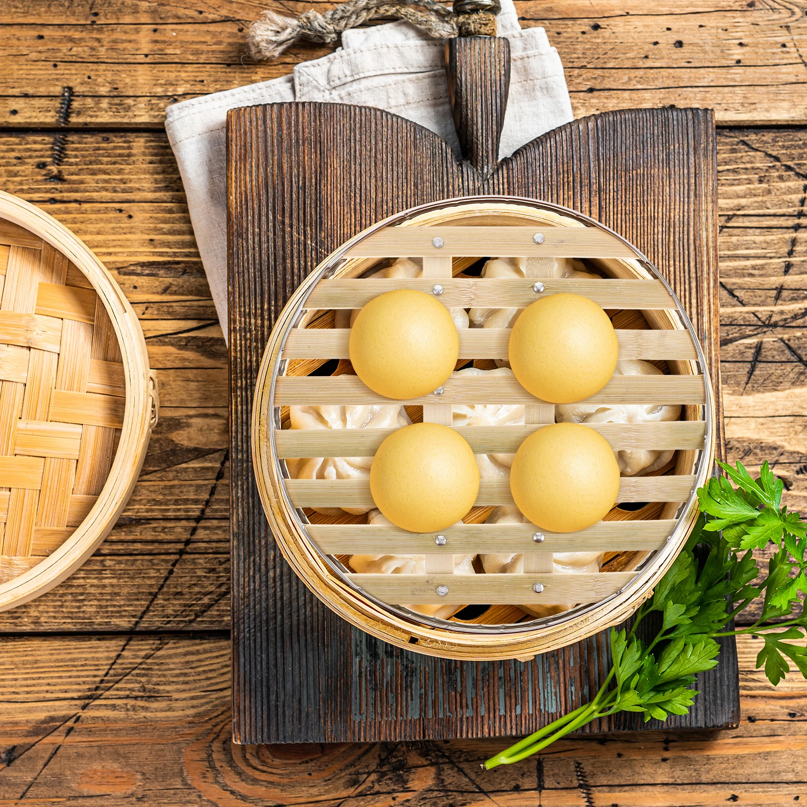 

Stainless Steel Bamboo Steamer Kitchen Rack Mat Inserts for Steaming Liners Hemming