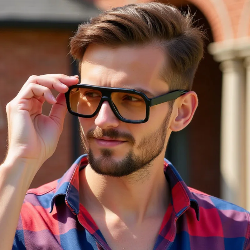 

New Retro Double Bridge Square Sunglasses For Women Men Fashion Luxury Design Rivets Sun Glasses Trending Shades UV400 Eyeglasse