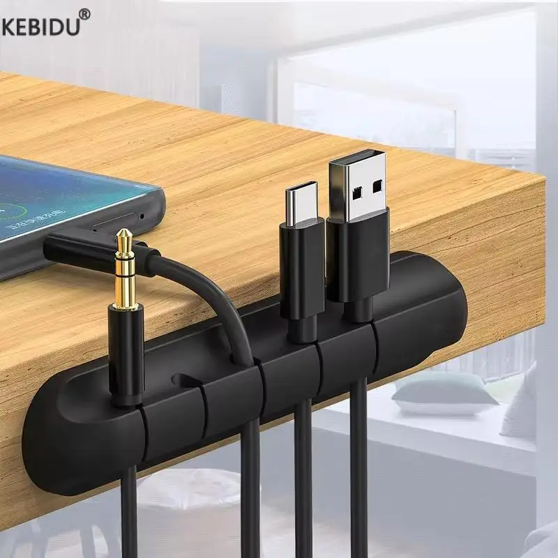 لفاف كابل USB مرن ، منظم كابل ، حامل سلك ، مشابك سيليكون مرتبة ، ماوس ، لوحة مفاتيح ، واقي سماعة أذن ، 1 * ، 5 *