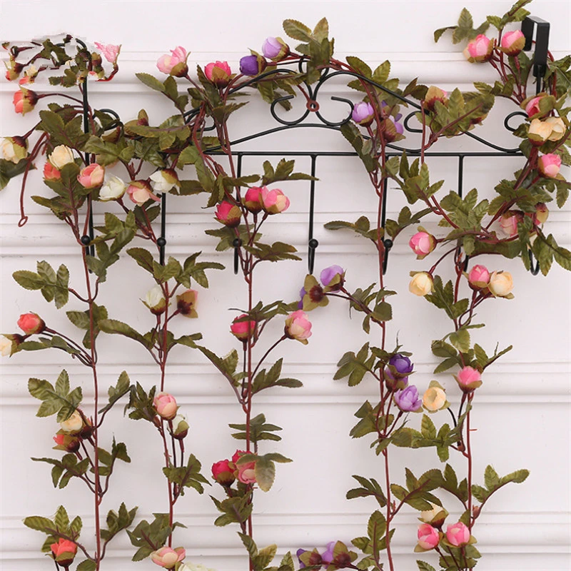 

220cm Fake Silk Roses Ivy Vine Artificial Flower With Green Leaves Home Wedding Party Decoration Hanging Garland