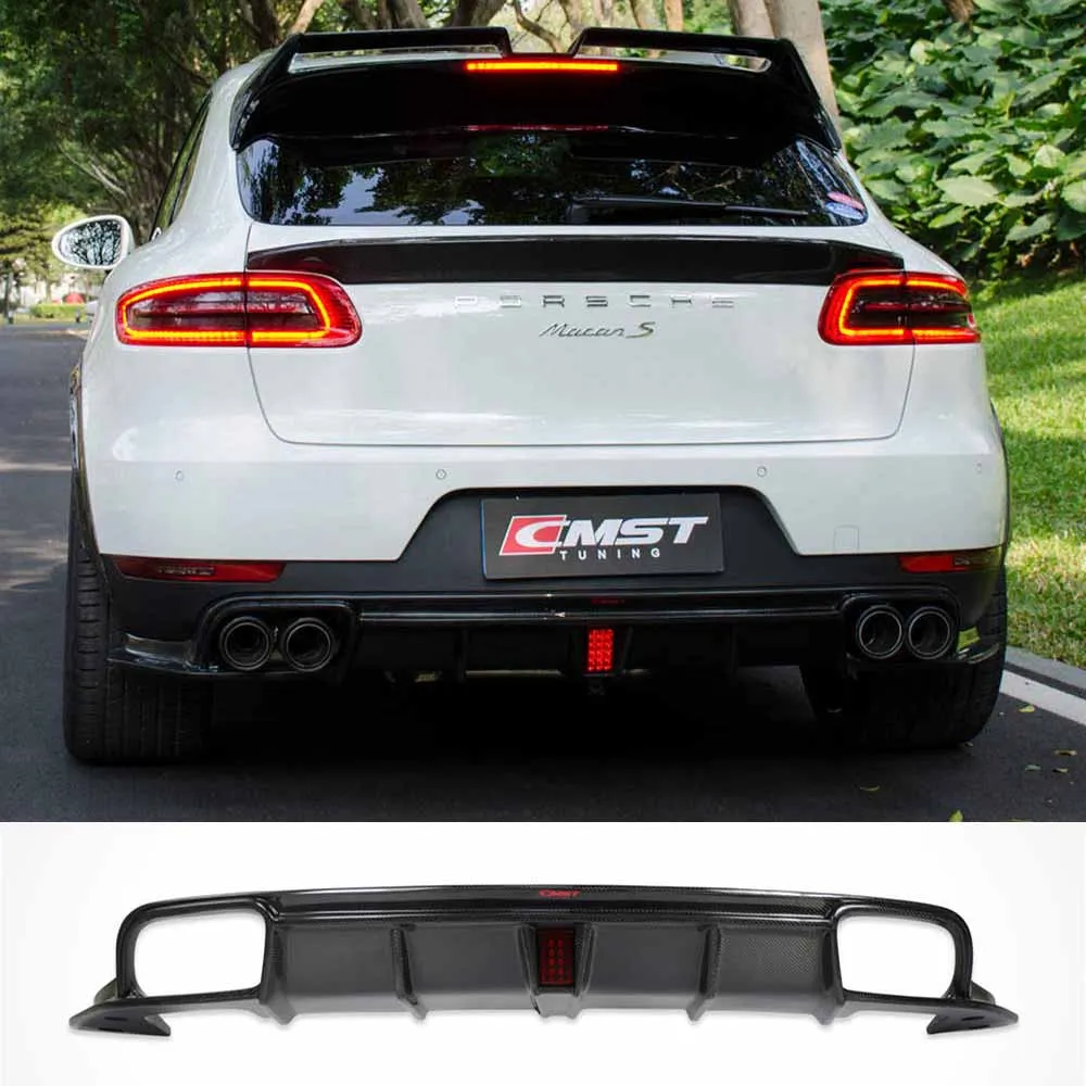 For 14-17 PorscheMacan Carbon Fiber Front And Rear Lip Chin Front Bumper Splitter Rear Diffuser Rear Spoiler, Front Blade