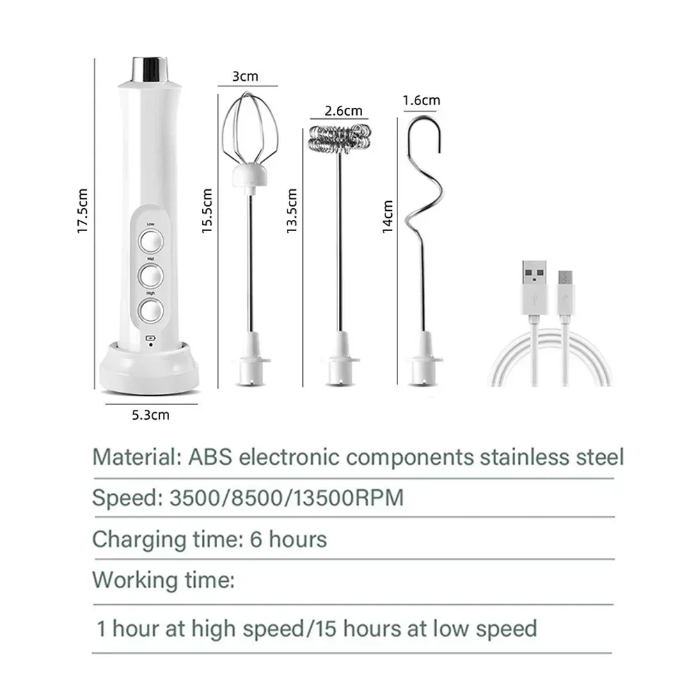 Electric Milk Frother 3 Speed Handheld Coffee Mixer With USB Rechargeable Base 3 In 1 Versatile Foam Maker Premium Stainless Steel Whisk For Cappuccino Latte Hot Chocolate Compact Wireless Egg Beater Portable Mini Kitchen Gadget Professional Drink Mixer gallery 4