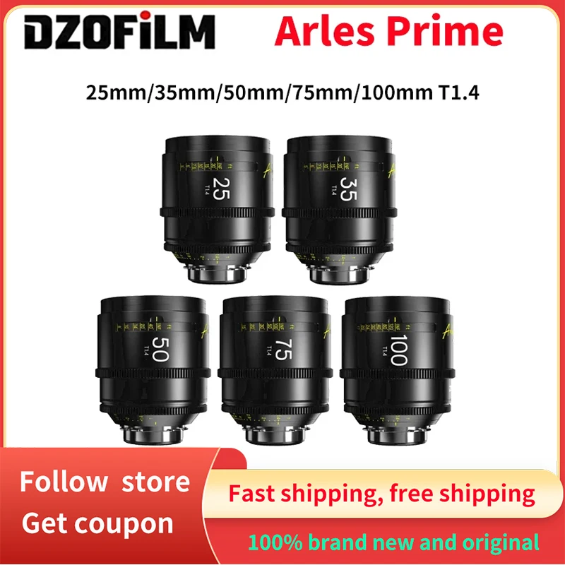 DZOFilm Arles 25mm 35mm 50mm 75mm 100mm T1.4 Large Aperture Prime Cine Lens Kit FF VV ARRI PL Mount