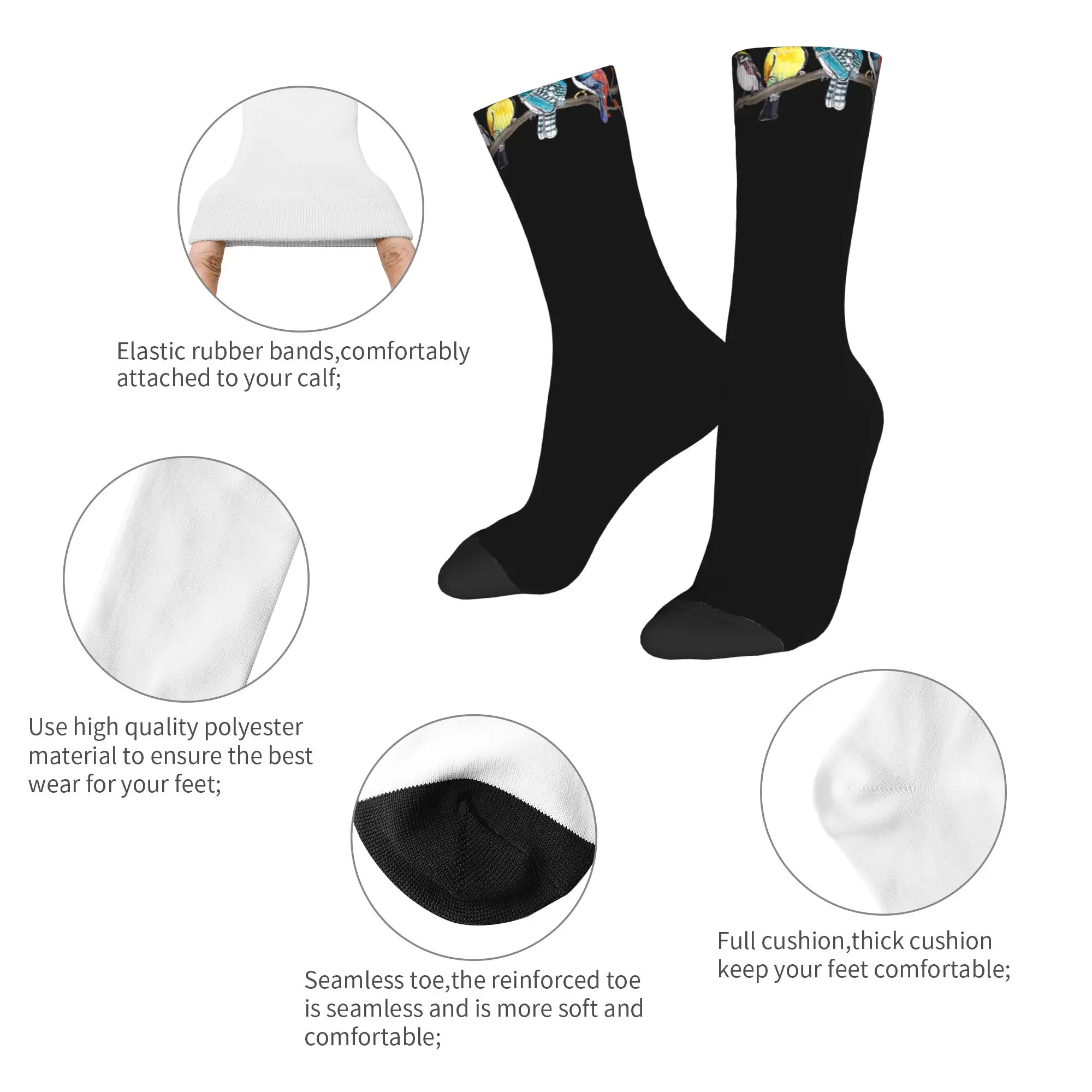 New Men's Socks Harajuku How to Identify Birds Birding Bird Watcher Sock Polyester  Skateboard Women's Socks Spring Summer