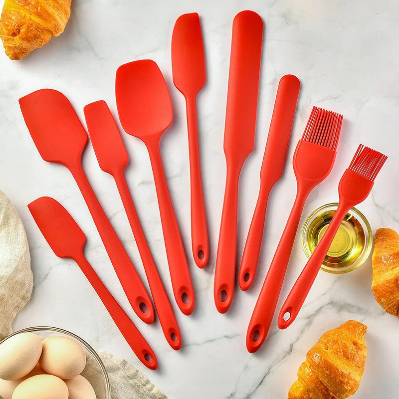 Red Non-Stick Silicone Cream Scraper Bread Cake Butter Chocolate Spatula Mixer Oil Brush Cake Spatula Kitchen Baking Tools