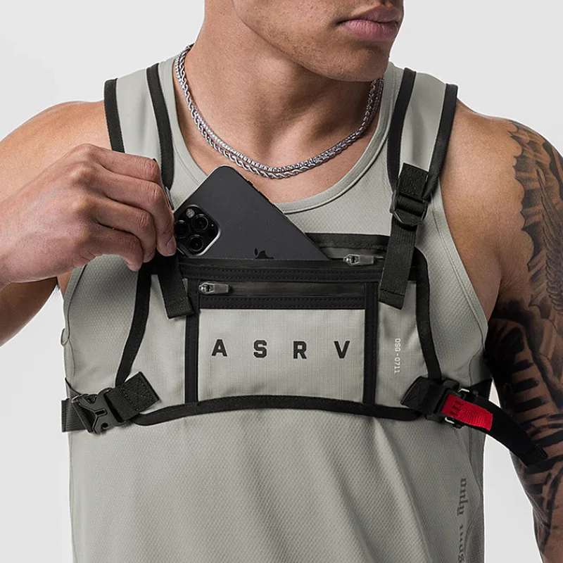 Men's Tactical Vest Chest Bag Multi-function Outdoor Sports Fitness Bag Waterproof Reflective Phone Bag Male Casual Chest Pack