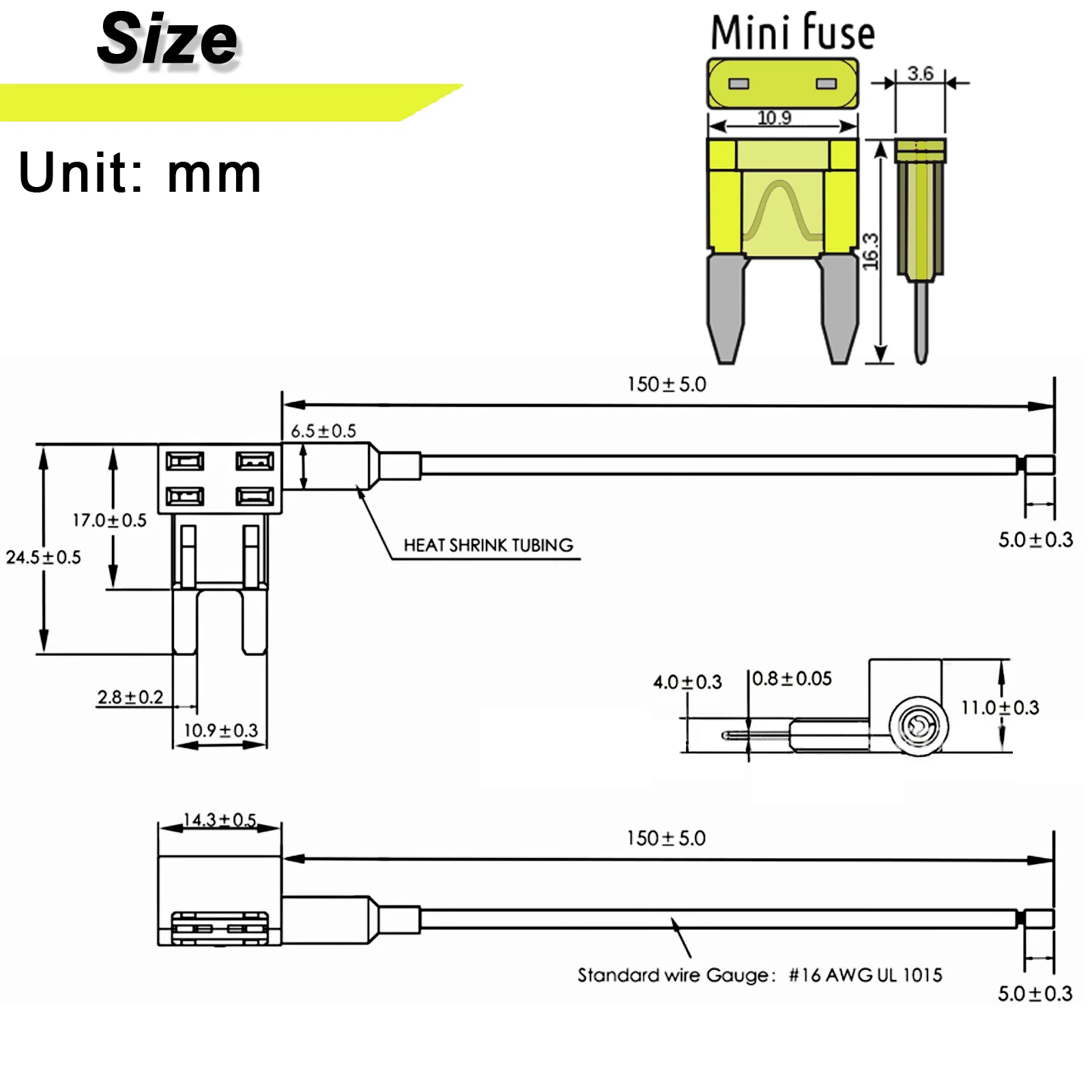 Universal 6 Pack 12V Car Add A Circuit Piggy Back Fuse Tap Mini Size Adapter Kit 14AWG 20A 15A APM ATM Blade Holder Truck Boat