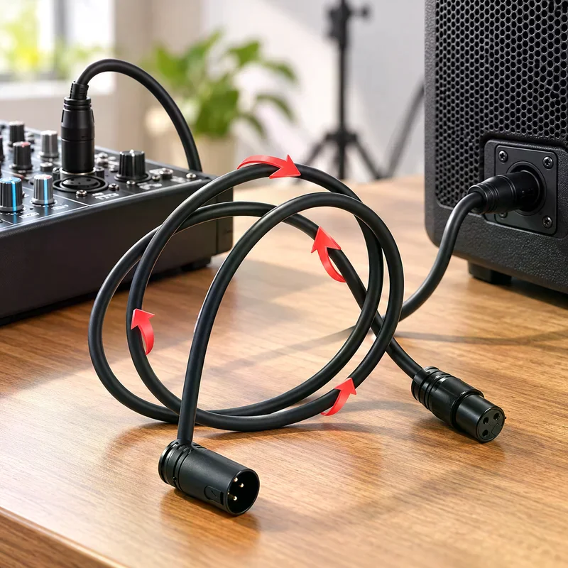 3-Pin XLR Male to Male 90° Adjustable Right Angle Patch Cable, Gold Low Profile Short Audio Cord for Studio Mixer Equipment