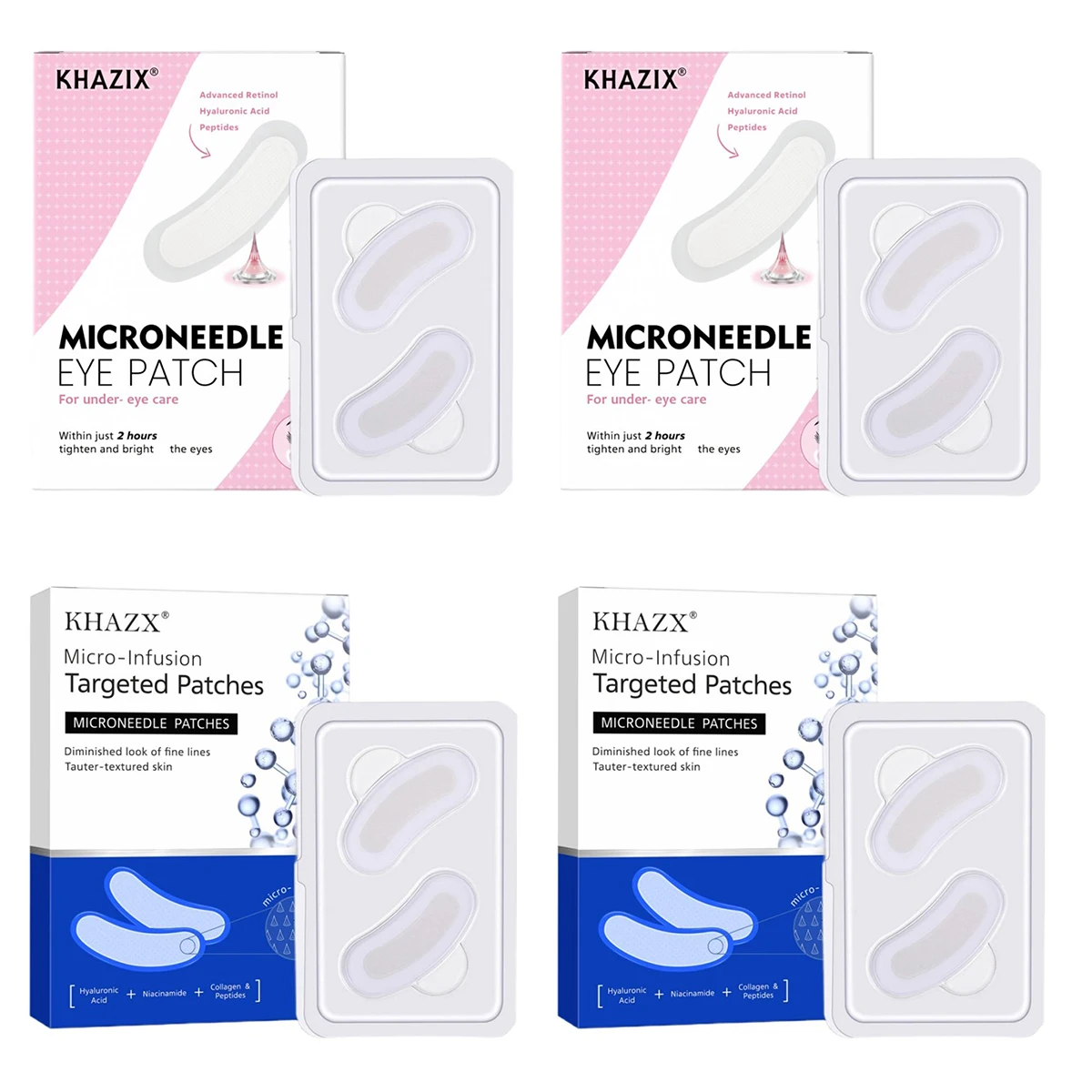 

1/2 упаковки микро-патчей для глаз, микроигольчатые патчи с гиалуроновой кислотой для области под глазами, от отеков, темных кругов и морщин