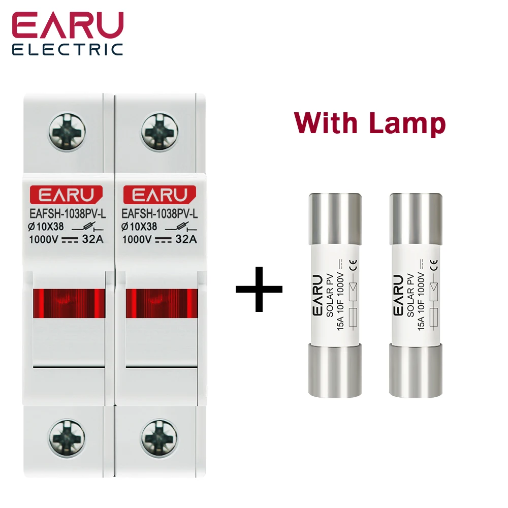 EARU DIN-Schienen-Solar-PV-DC-Sicherungshalter mit Anzeigeleuchte, geeignet für 10*38mm DC-PV-Sicherungselemente für Solar-Photovoltaik-Systeme Pro