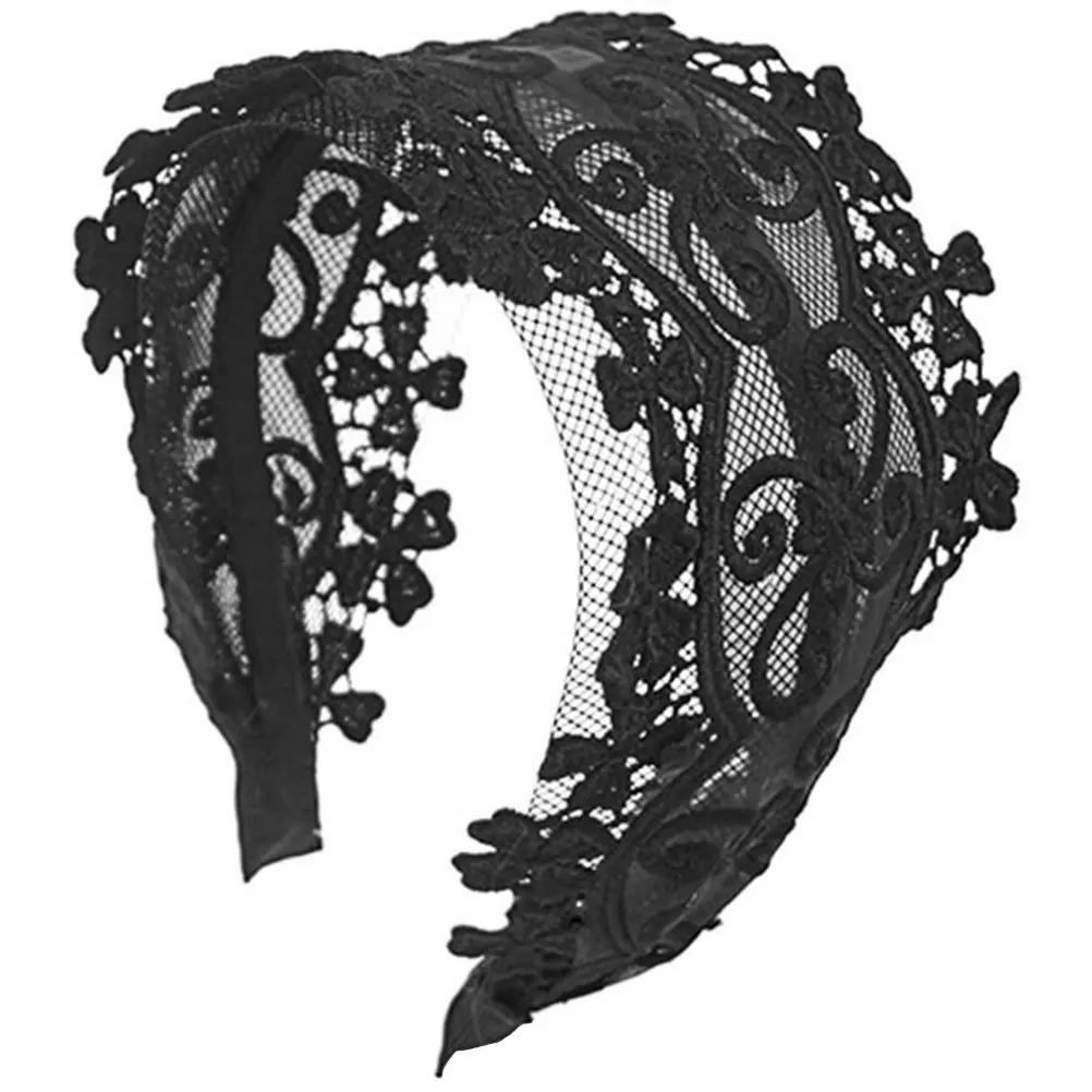 

Women Wide Headband Stylish Lace Hairband Chic Decorative Hair Ornament for Party Prom Wedding Daily Life Banquet Photo Lace