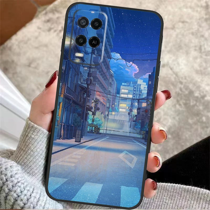 Japanese Anime Hand Painted House Case For OPPO A72 A52 A54S A57S A17 A77 A74 A94 A5 A9 A53 A15 A16 A76 A96 A18 A58 A78 A98