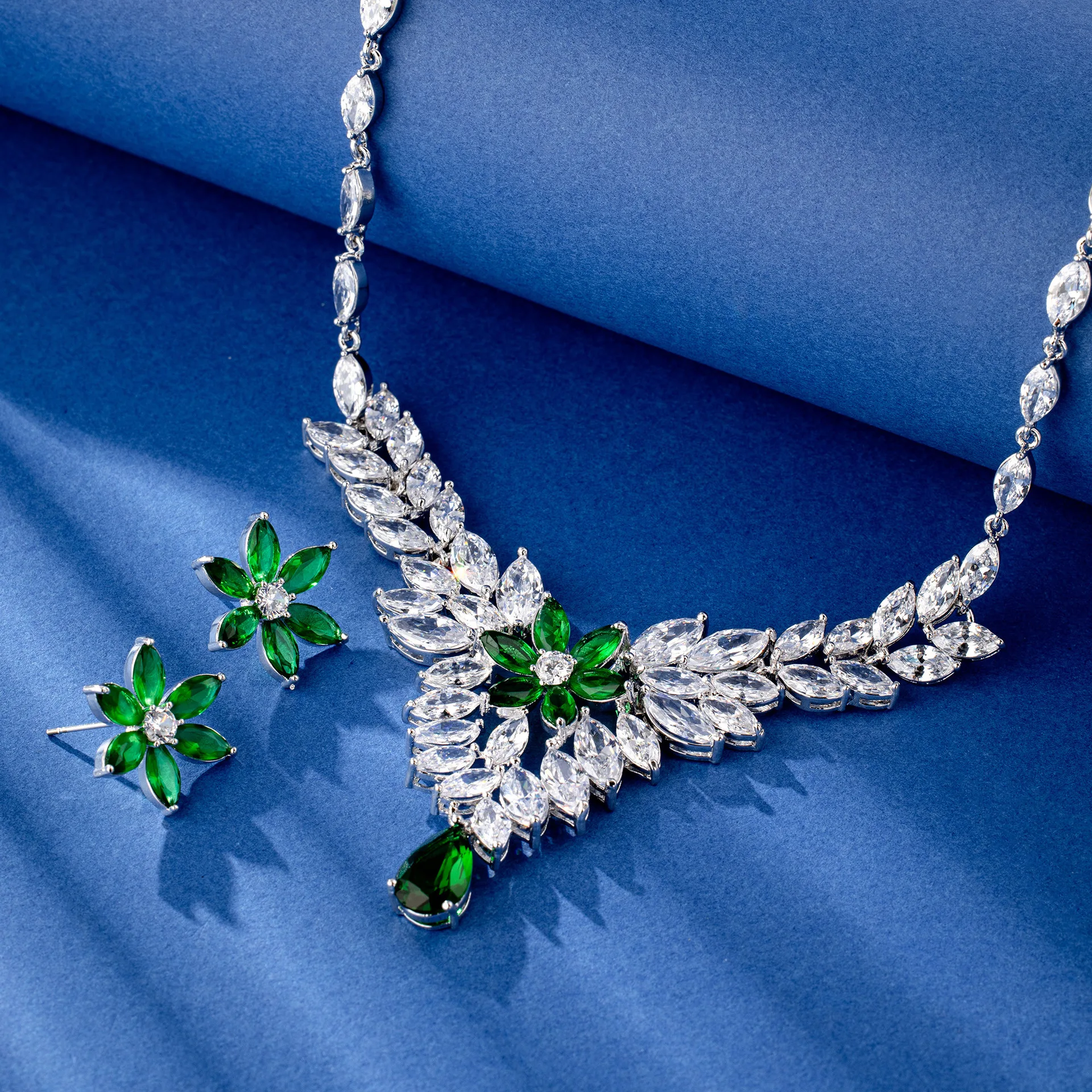 

Винтажный свадебный комплект украшений с цирконами: колье и серьги, женский набор для вечеринок, роскошные украшения из Дубая, нигерийские кристаллы CZ, свадебный подарок