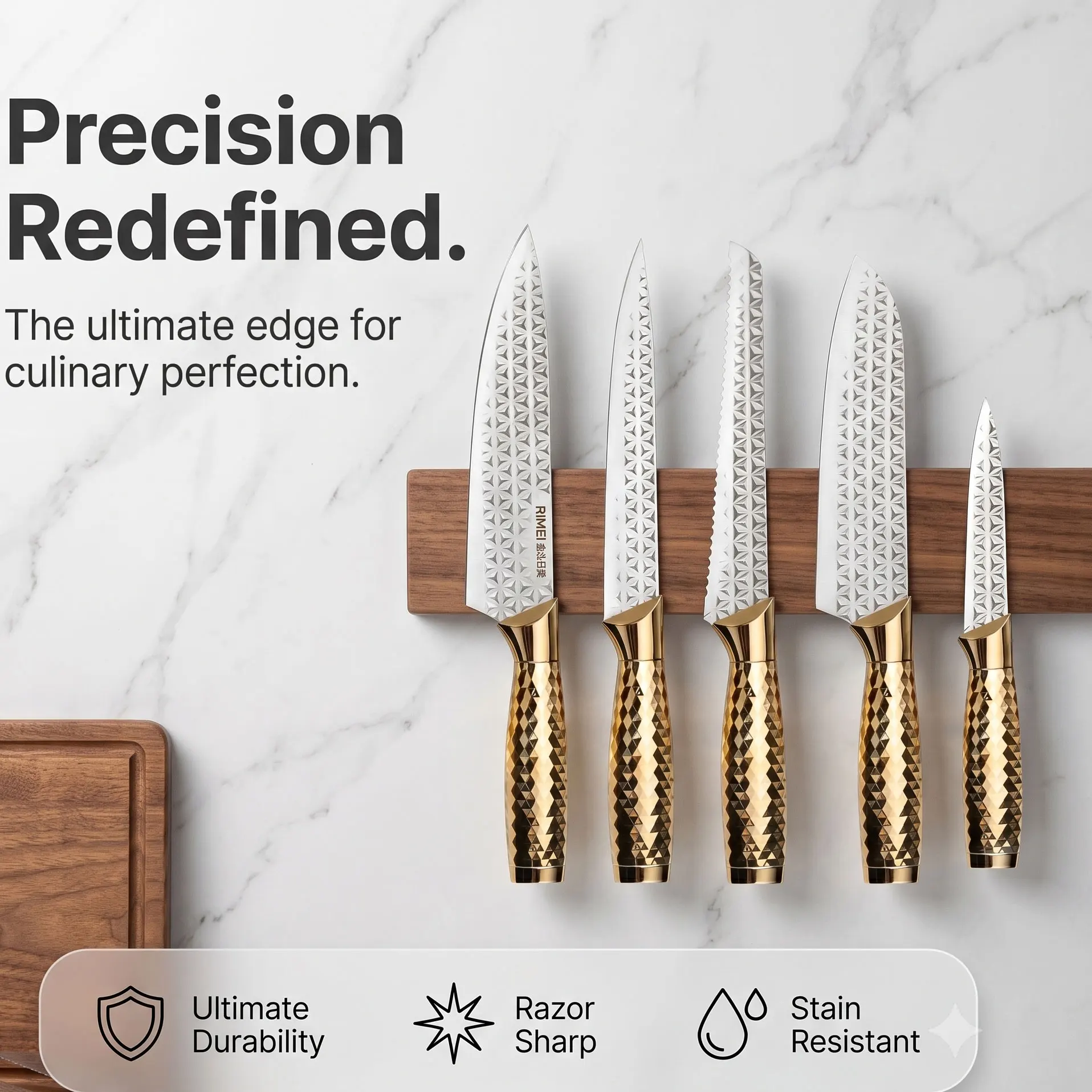 Stylish Knives Set for Kitchen,Professional Chef Knife Set for Cooking,Ultra Sharp Cutlery Tools,Luxury Gold Kitchen Accessories