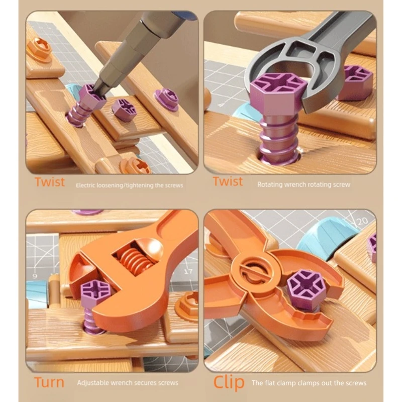 مجموعة أدوات بناء التظاهر للأطفال لعبة تشديد المسمار الواقعية لعبة تعليمية الجذعية + 15UB #2