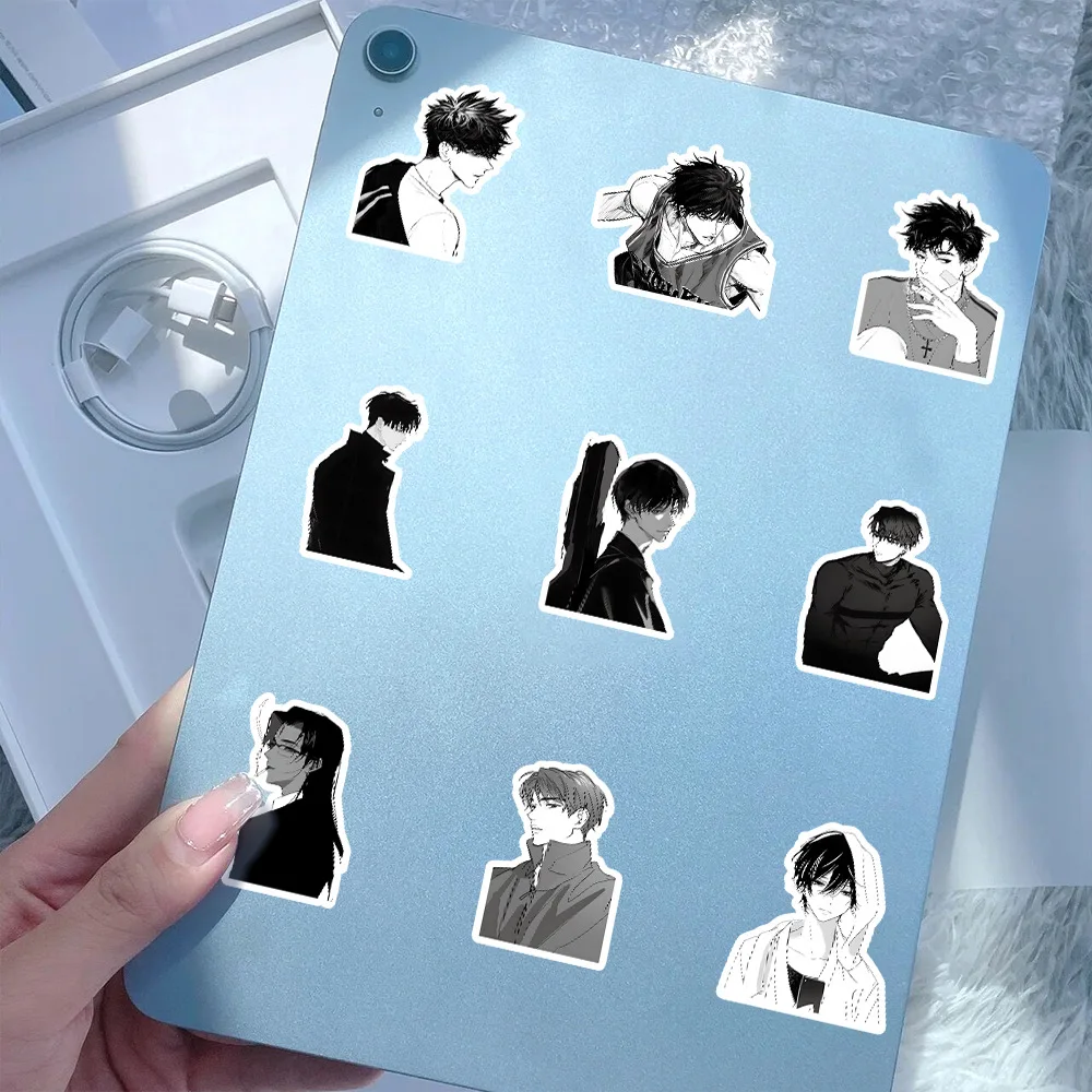 60 SZTUK Czarne Białe Naklejki Anime Przystojny Mężczyzna Zabawki DIY Walizka Deskorolka Telefon Bagaż Rower Naklejki Prezent