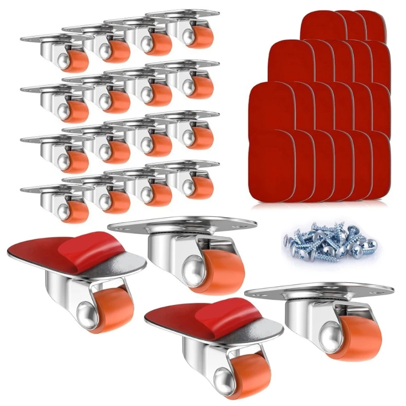 20Pcs Self Adhesive Casters Wheel Appliance Roller Slider Small Furniture Casters Wheel Trash Can Appliances Casters