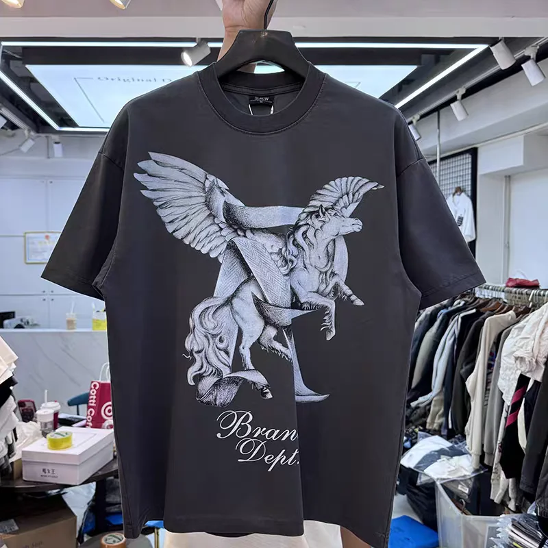

Винтажная футболка с буквенным принтом Pegasus Big R, мужская и женская футболка, футболки