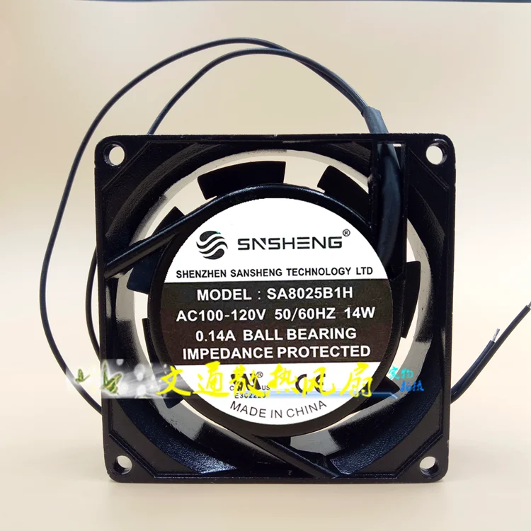 

SNSHENG SA8025B1H AC 100-120V 0.14A 80x80x25mm 2-Wire Server Cooling Fan