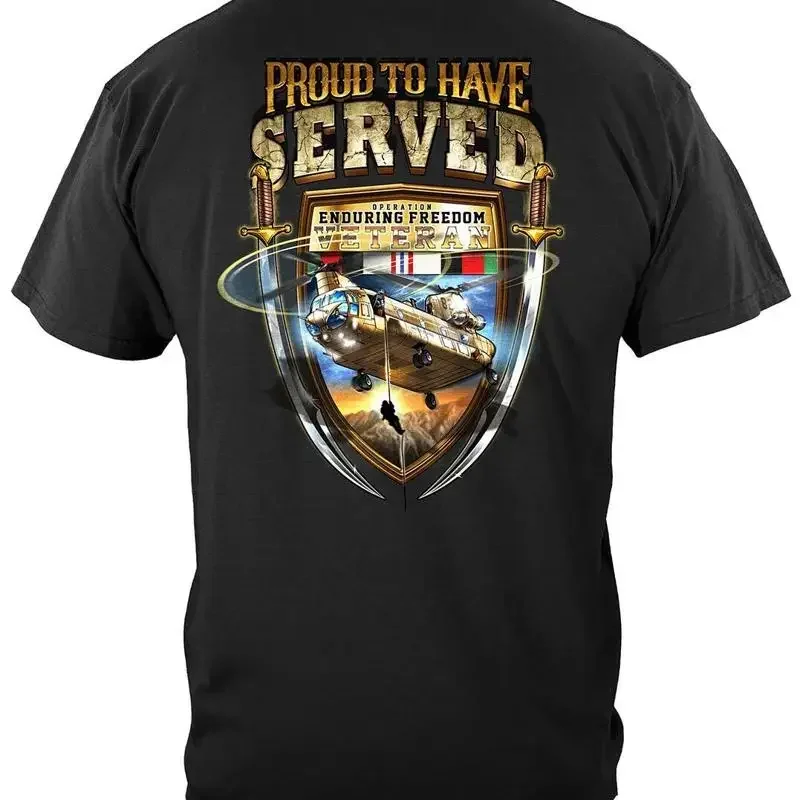Proud To Have Served Enduring Freedom MILITARY 100% Cotton Black TShirt