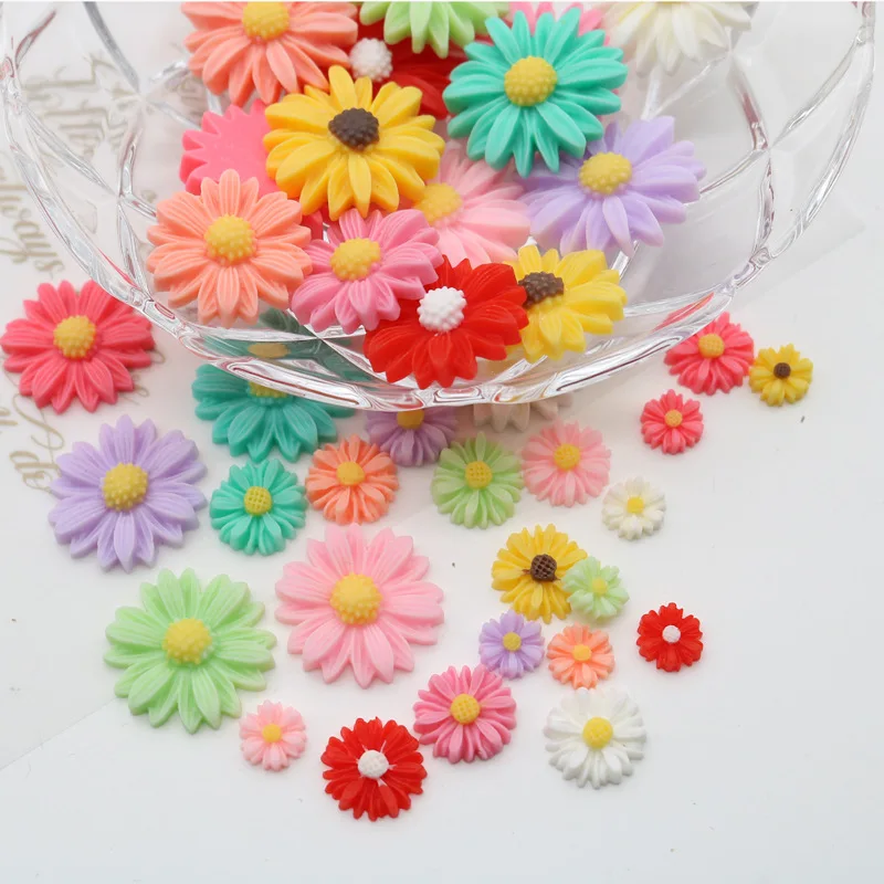 

10pcs Resin Daisy Flowers DIY Accessories Embellishment Jewelry Making Material Charm Pendant For Earring Decoration Pencil Case